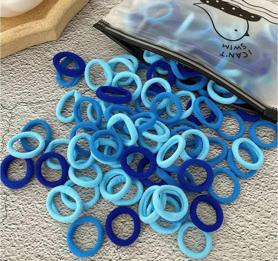 50/100Pcs Colorful Nylon Elastic Hair Ties for Kids