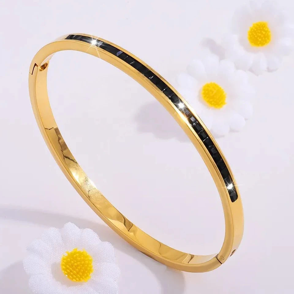 ZAKOL Zirconia Inlaid Stainless Steel Stackable Bracelet Set