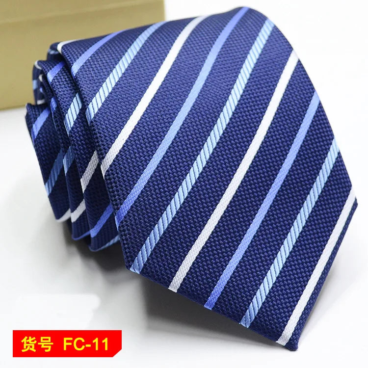 Men's 7-8cm Jacquard Necktie with Floral and Stripe Patterns