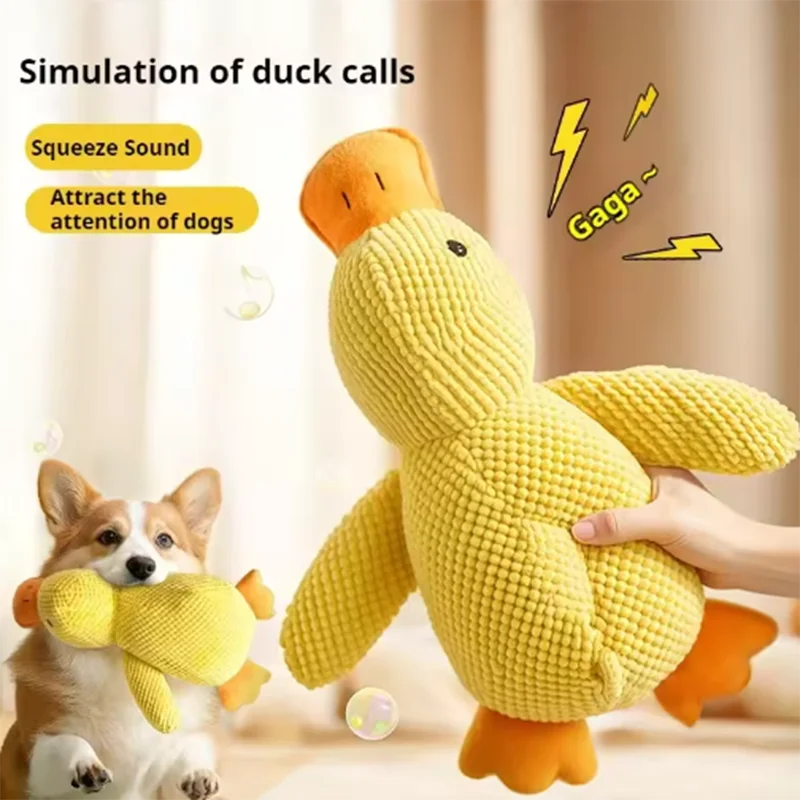 Interactive Little Yellow Duck Plush Dog Toy