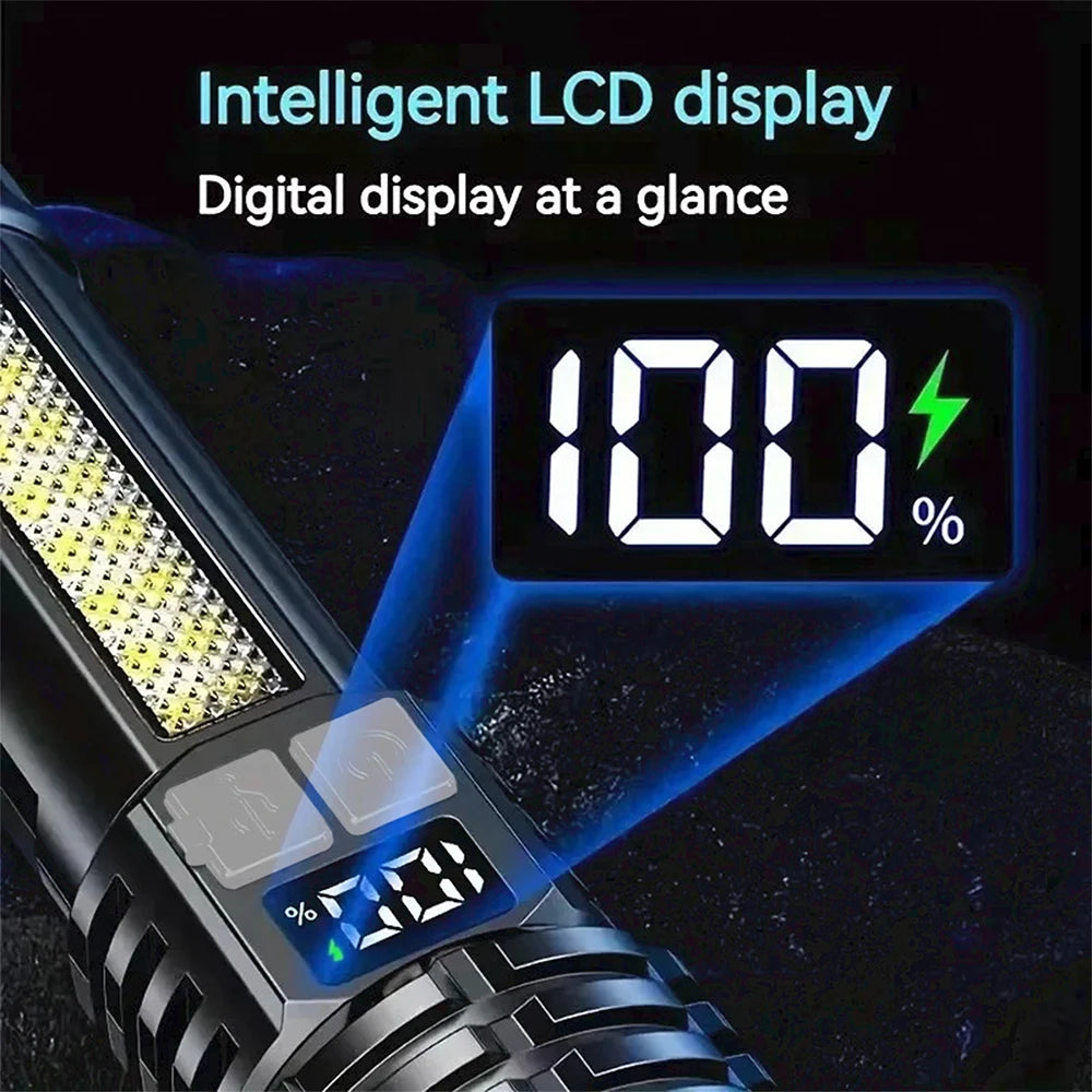 High Power Rechargeable LED Flashlight with COB Side Light