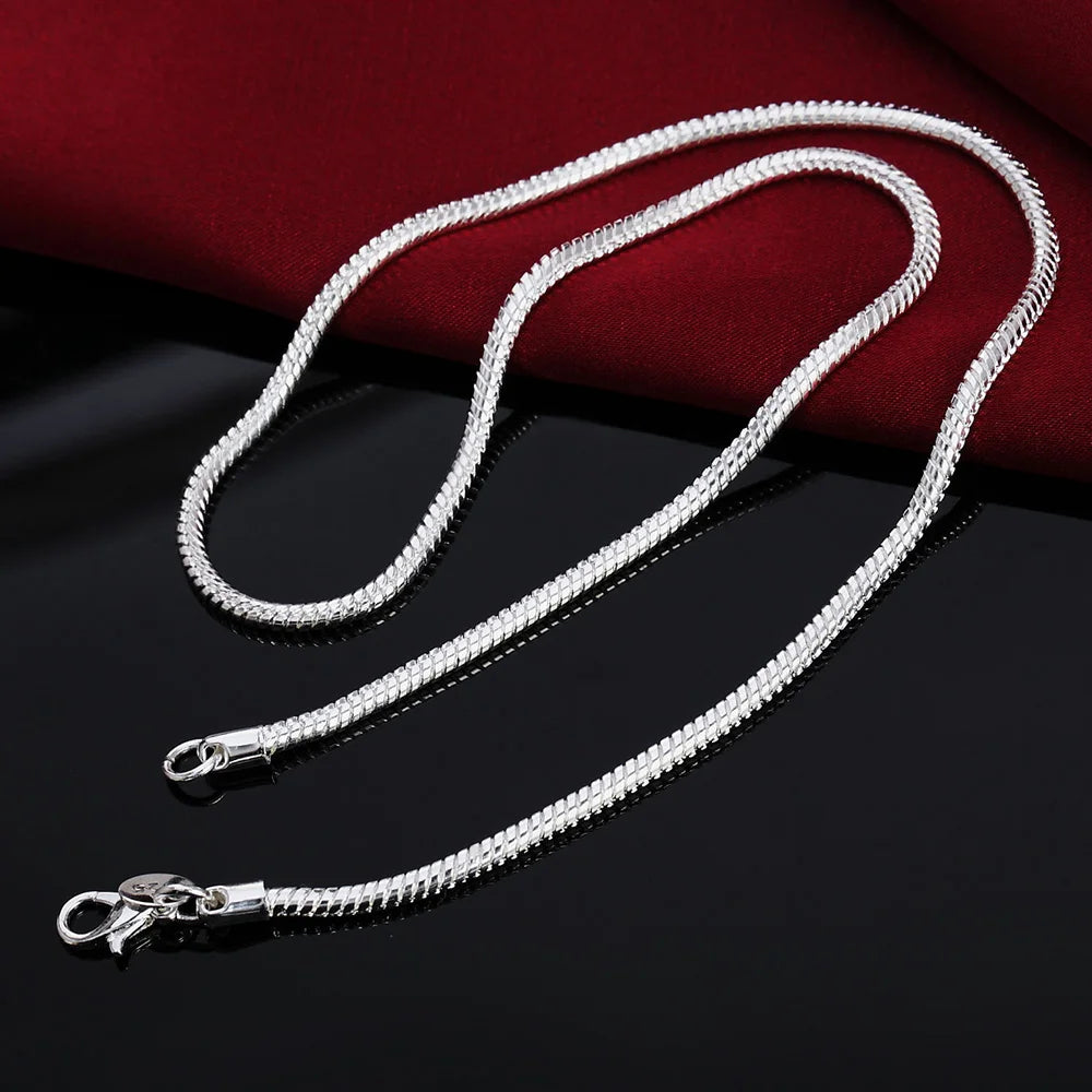 925 Sterling Silver Solid Snake Chain Necklace (1mm-3mm)