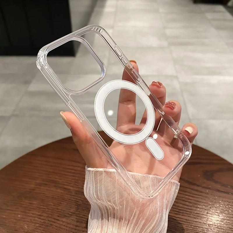 Magnetic Transparent Shockproof Case for iPhone 11-16 Series