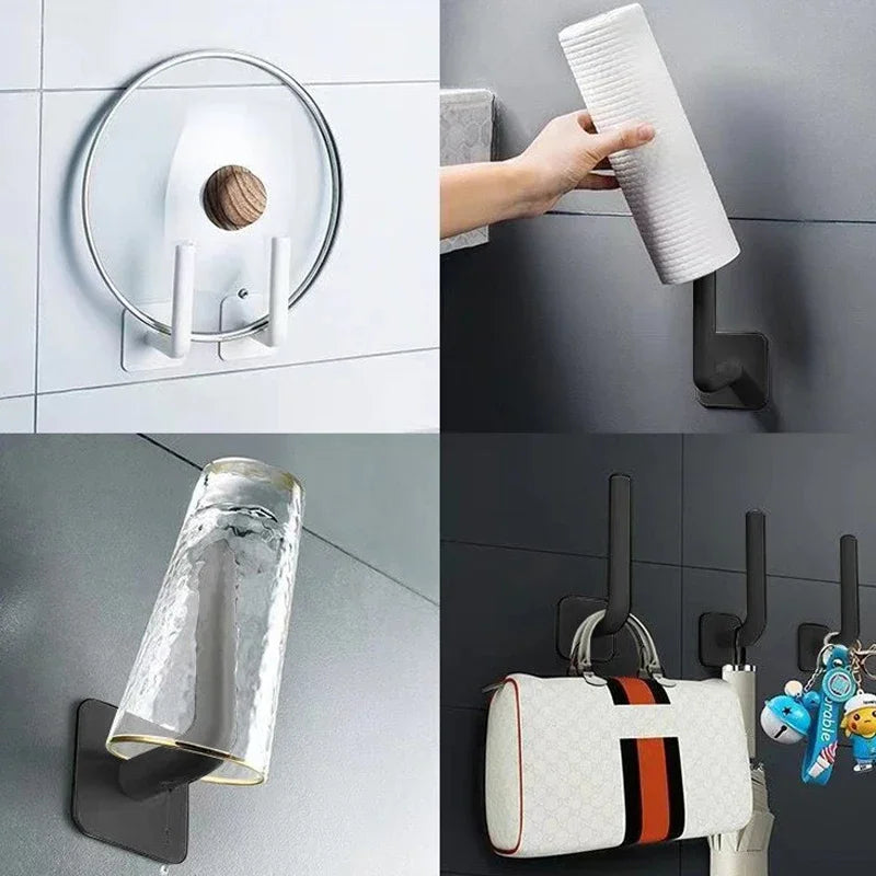 Adhesive No-Punch Wall Hooks for Hats and Shelves