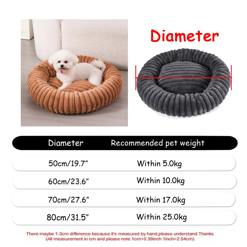 Super Soft Round Plush Pet Bed for Dogs and Cats