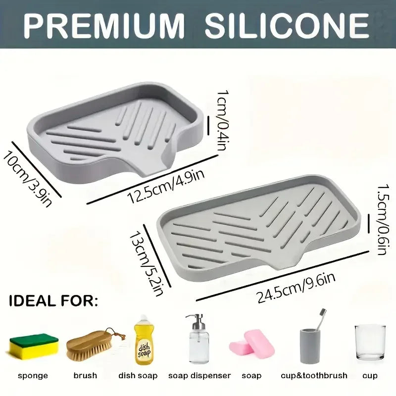 Silicone Faucet Mat and Kitchen Sink Storage Tray