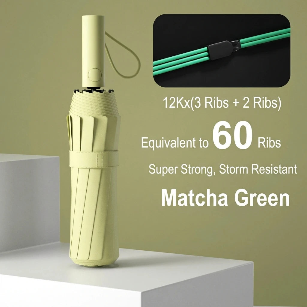 24-Bone Wind-Resistant Business Umbrella with UV Protection