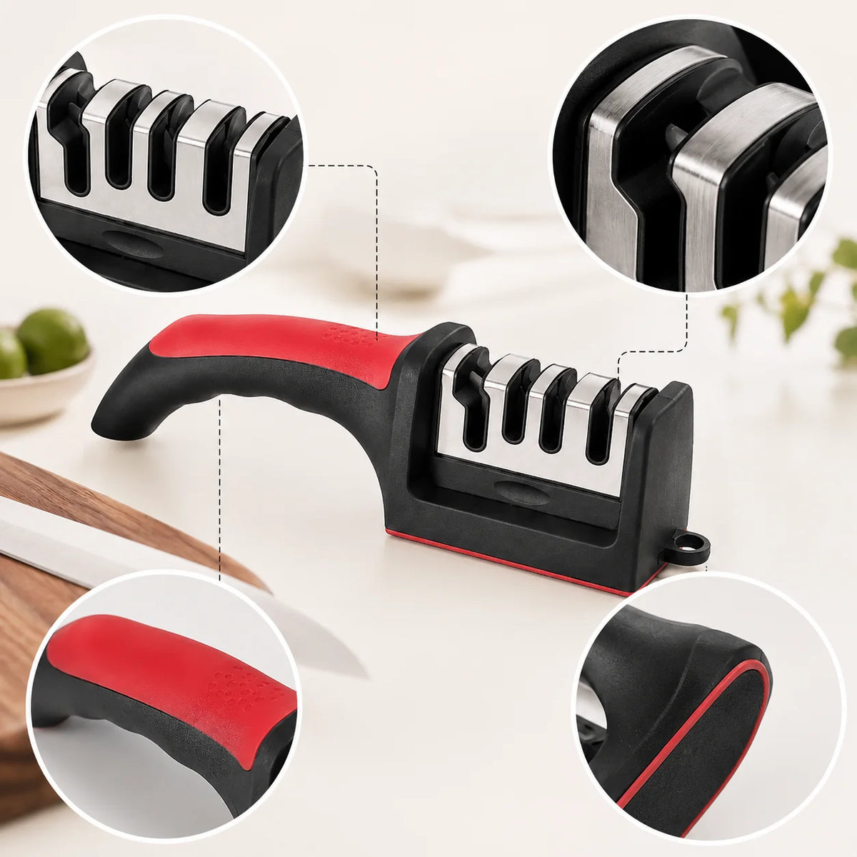 4-Segment Stainless Steel Kitchen Knife Sharpener