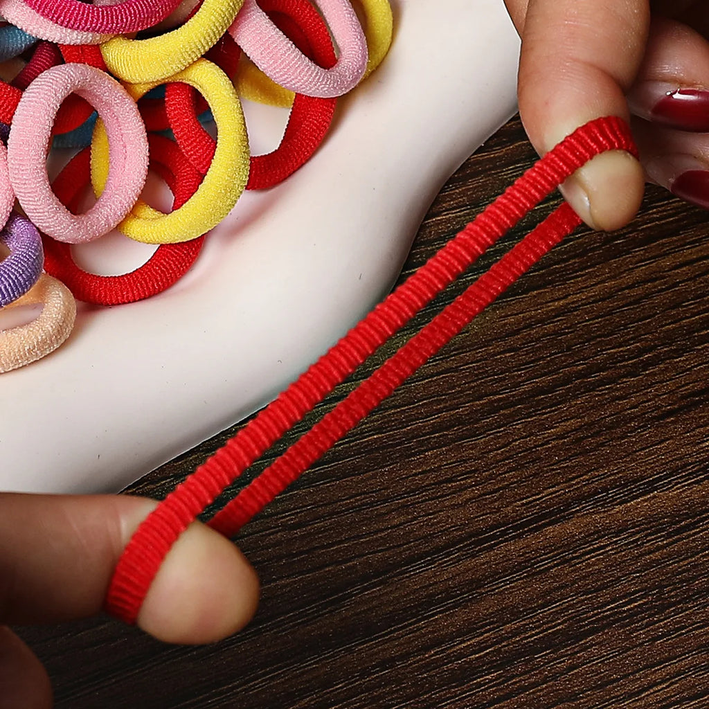 50/100Pcs Colorful Nylon Elastic Hair Ties for Kids