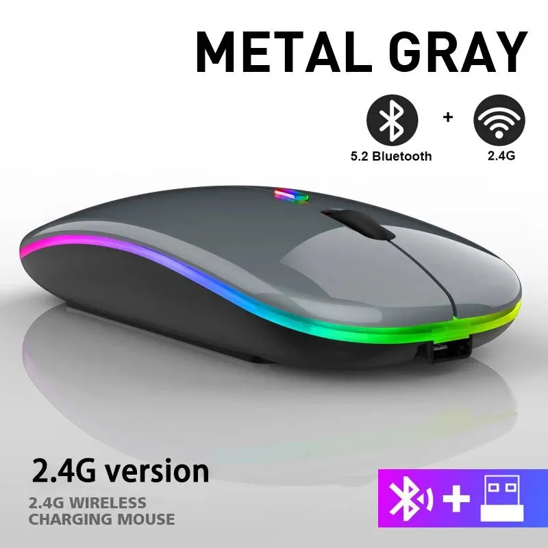 RGB Rechargeable Wireless Bluetooth Gaming Mouse, 3600 DPI Ergonomic LED Mouse for PC and Laptop
