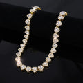 Yupsk Heart Rhinestone Hip Hop Tennis Chain Necklace and Bracelet Set