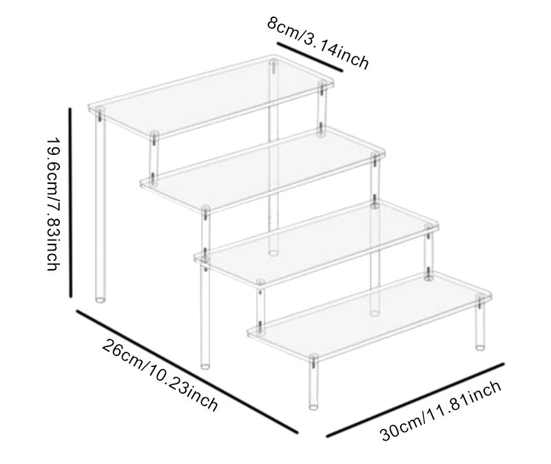 Clear Acrylic Tiered Display Riser for Figures and Cupcakes