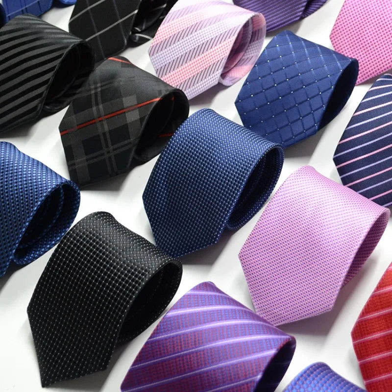 Men's 7-8cm Jacquard Necktie with Floral and Stripe Patterns