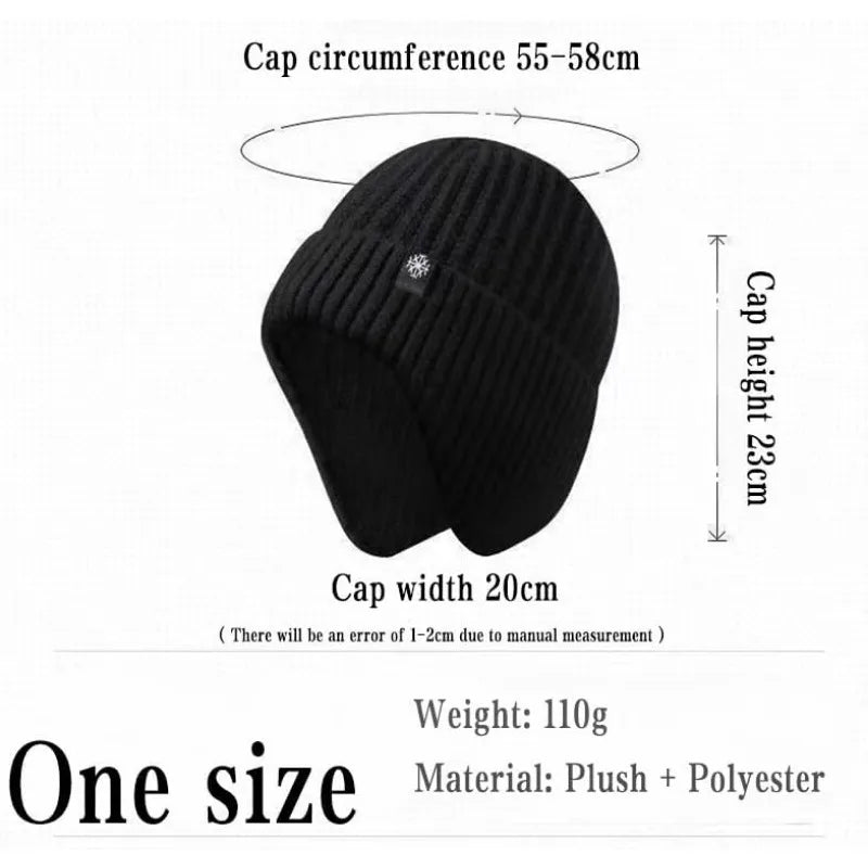 Men's Winter Knitted Bomber Hat with Faux Fur Lining and Earmuffs