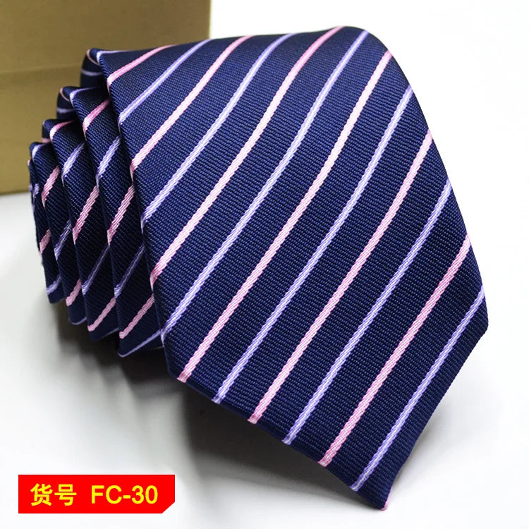 Men's 7-8cm Jacquard Necktie with Floral and Stripe Patterns