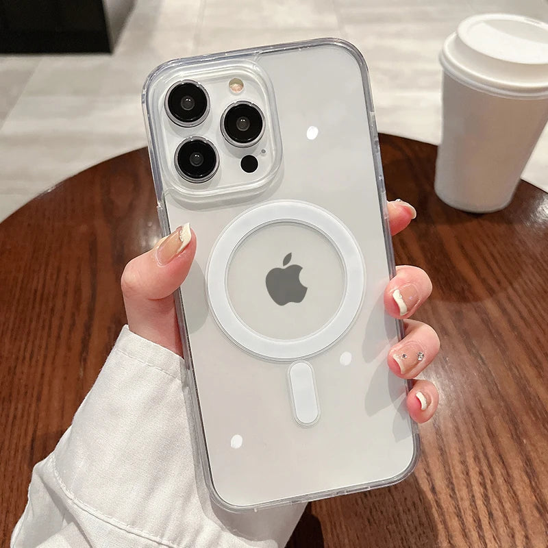 Magnetic Transparent Shockproof Case for iPhone 11-16 Series
