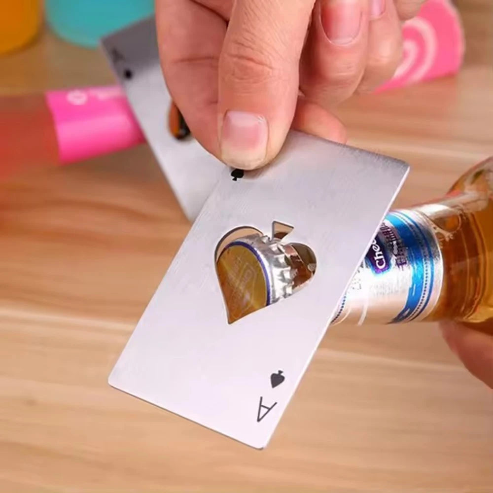 Stainless Steel Ace of Spades Credit Card Bottle Opener
