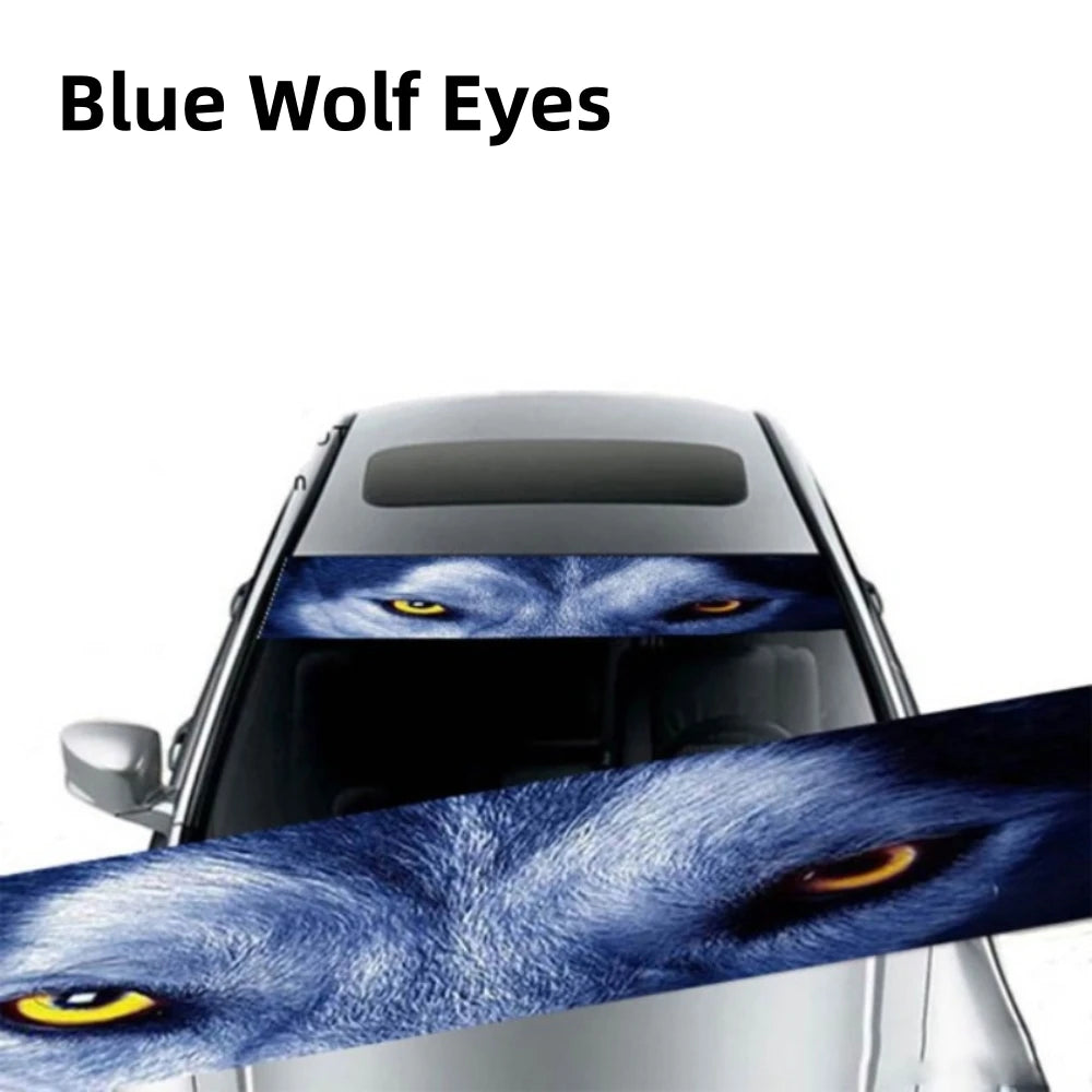 3D Effect Car Front Windshield Stickers with Ghost and Wolf Eye Patterns