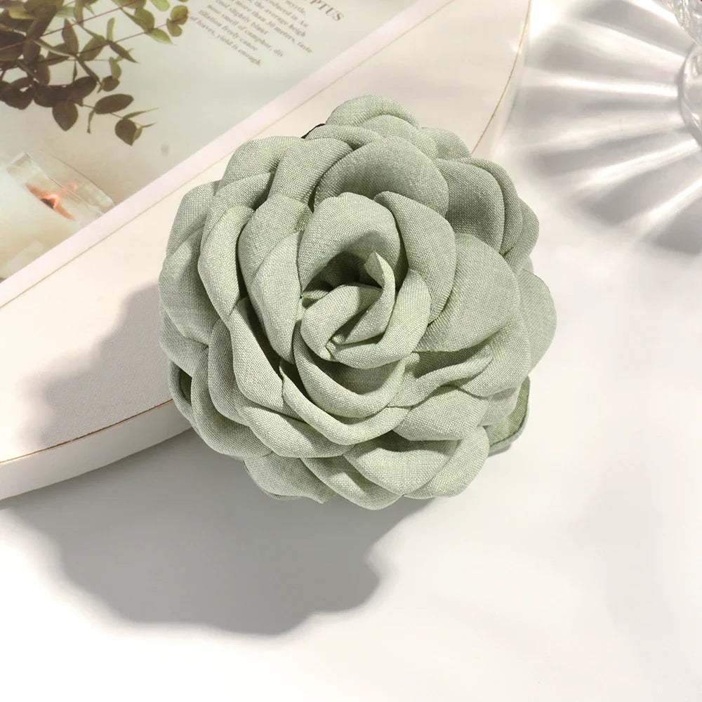 Medium Cotton Rose Flower Hair Claw Clip for Women