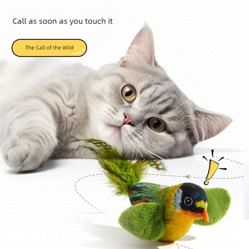 Interactive Electric Sounding Bird Plush Cat Toy