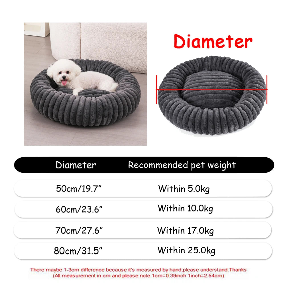 Super Soft Round Plush Pet Bed for Dogs and Cats