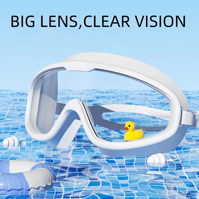 Wide View Anti-Fog Swimming Goggles with Earplugs for Adults and Youth