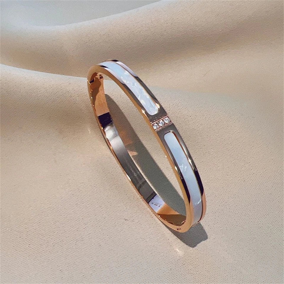 ZAKOL Zirconia Inlaid Stainless Steel Stackable Bracelet Set