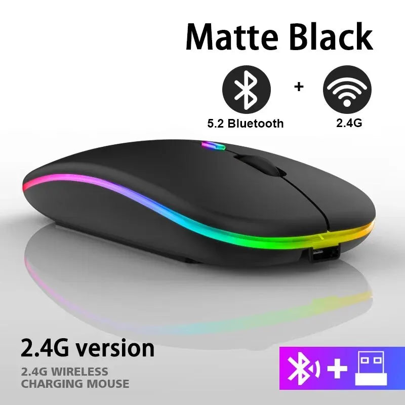 RGB Rechargeable Wireless Bluetooth Gaming Mouse, 3600 DPI Ergonomic LED Mouse for PC and Laptop