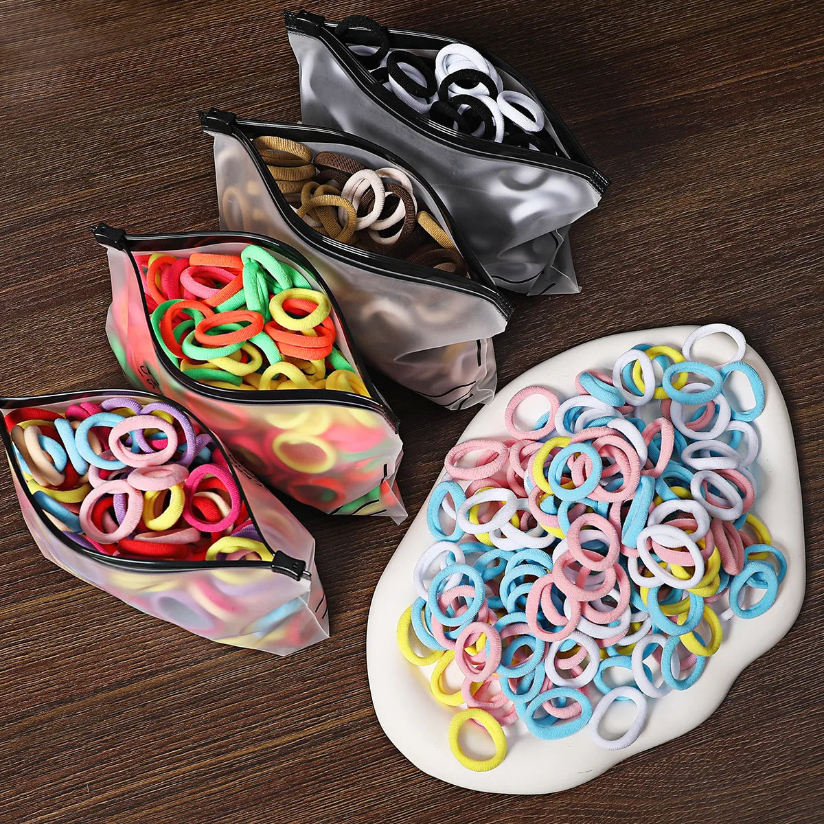 50/100Pcs Colorful Nylon Elastic Hair Ties for Kids