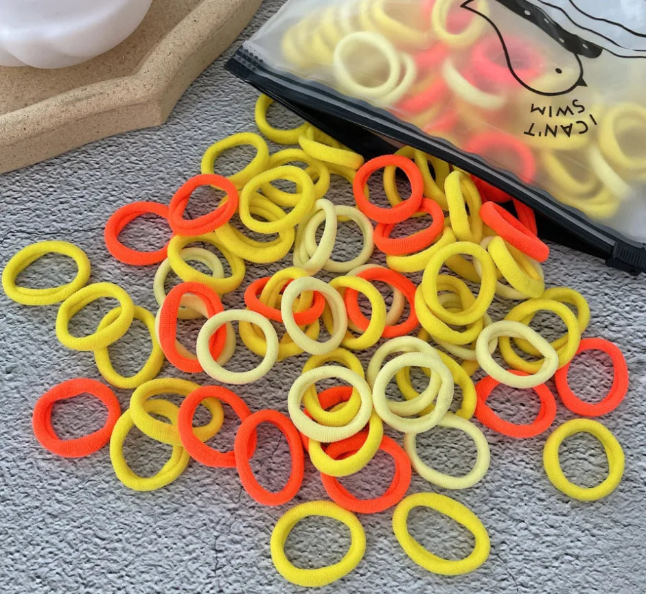 50/100Pcs Colorful Nylon Elastic Hair Ties for Kids
