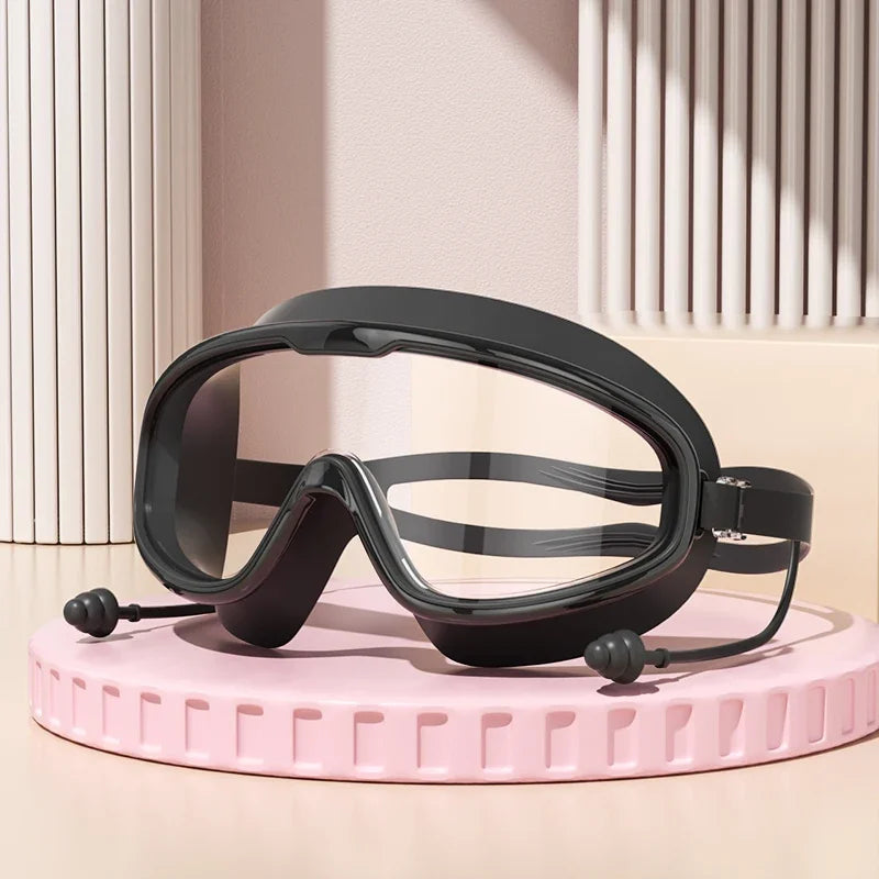 Wide View Anti-Fog Swimming Goggles with Earplugs for Adults and Youth