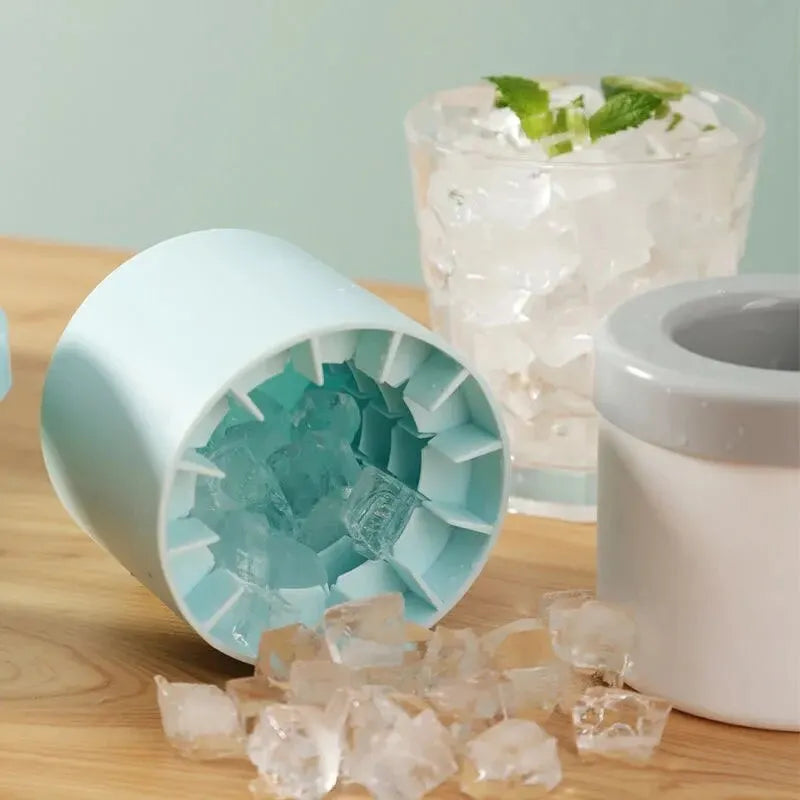 Silicone Round Ice Cube Mold and Freeze Bucket