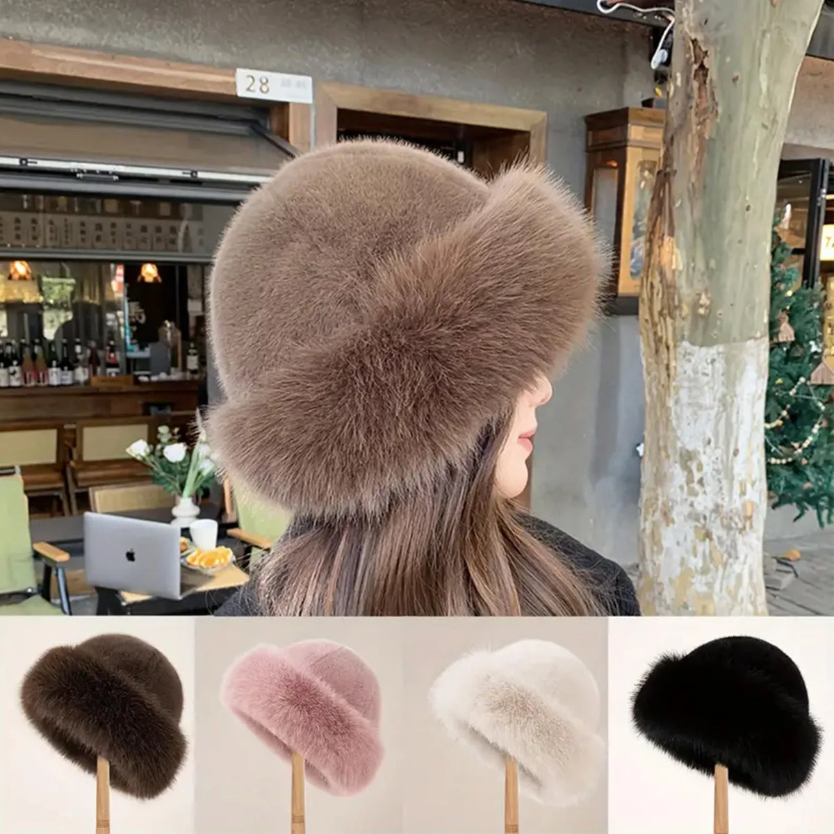 Women's Thick Faux Fur Winter Hat for Skiing and Outdoor Warmth