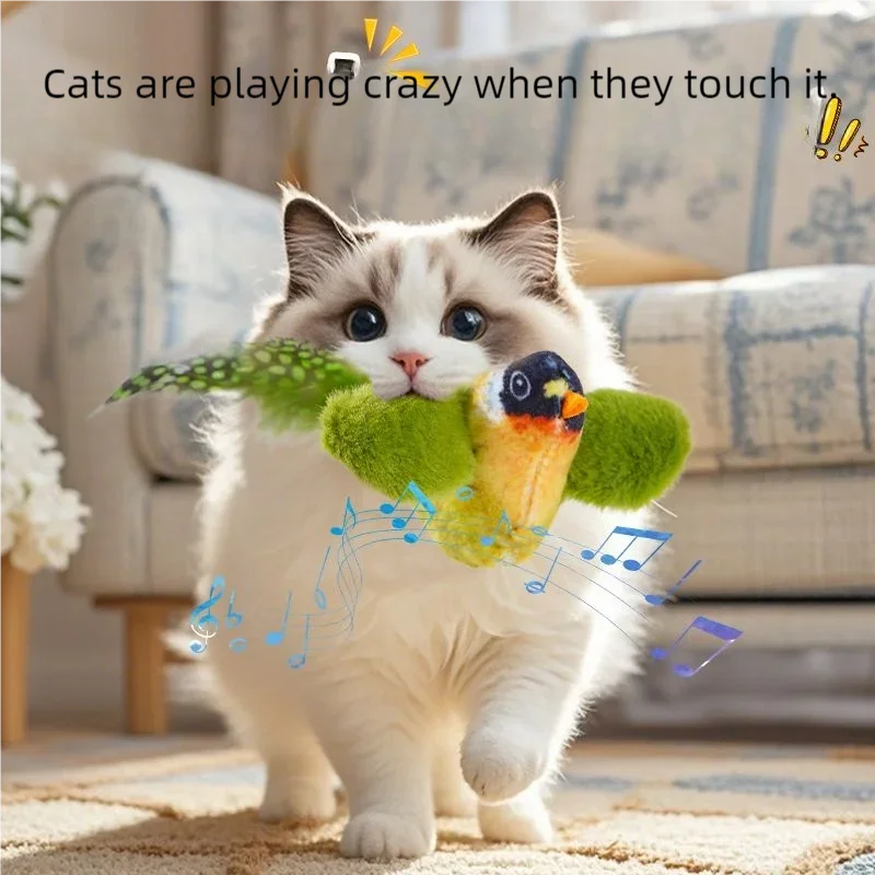 Interactive Electric Sounding Bird Plush Cat Toy