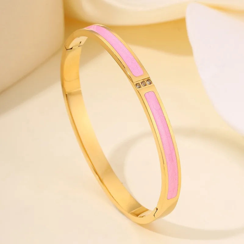 ZAKOL Zirconia Inlaid Stainless Steel Stackable Bracelet Set
