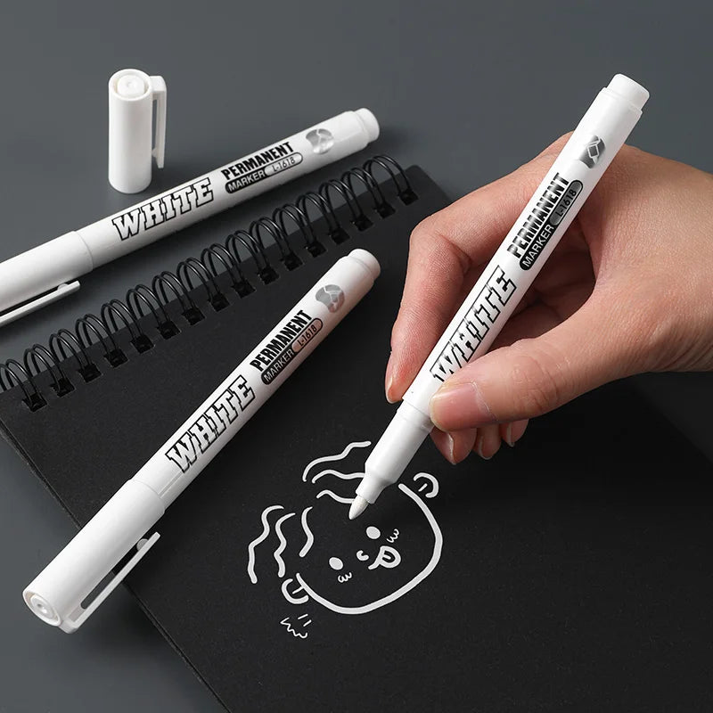 Waterproof White Permanent Metal Marker Pen with 1mm Tip