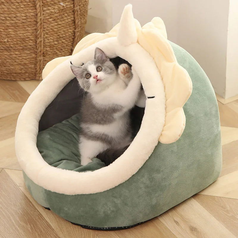 Cartoon Foldable Deep Sleep Cat Bed with Removable Washable Mat