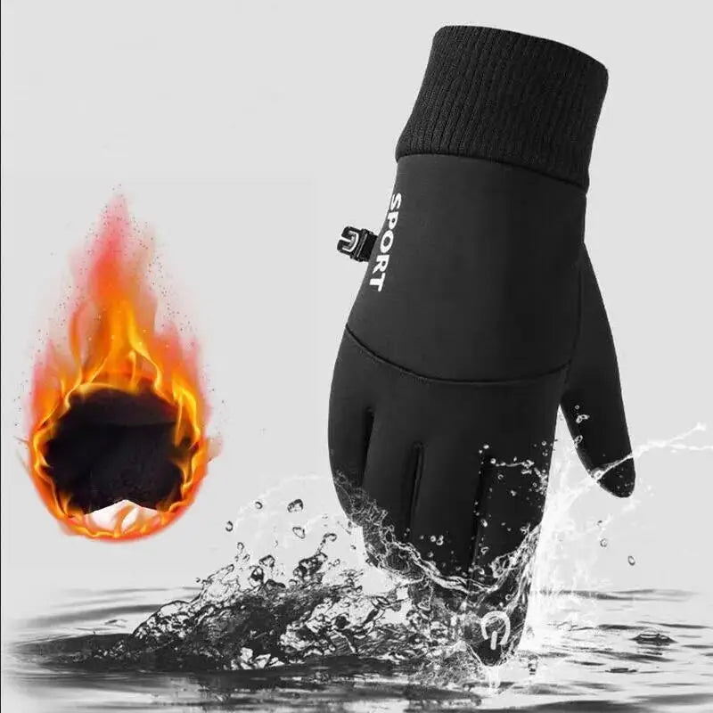 Black Waterproof Touch Screen Winter Sports Gloves