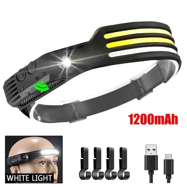 USB Rechargeable COB LED Induction Headlamp with Built-in Battery