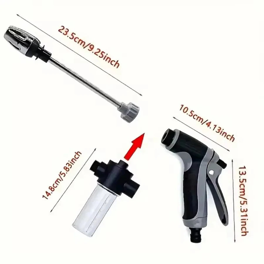 High Pressure Car Wash Water Gun with Foam Lance and Hose Nozzle