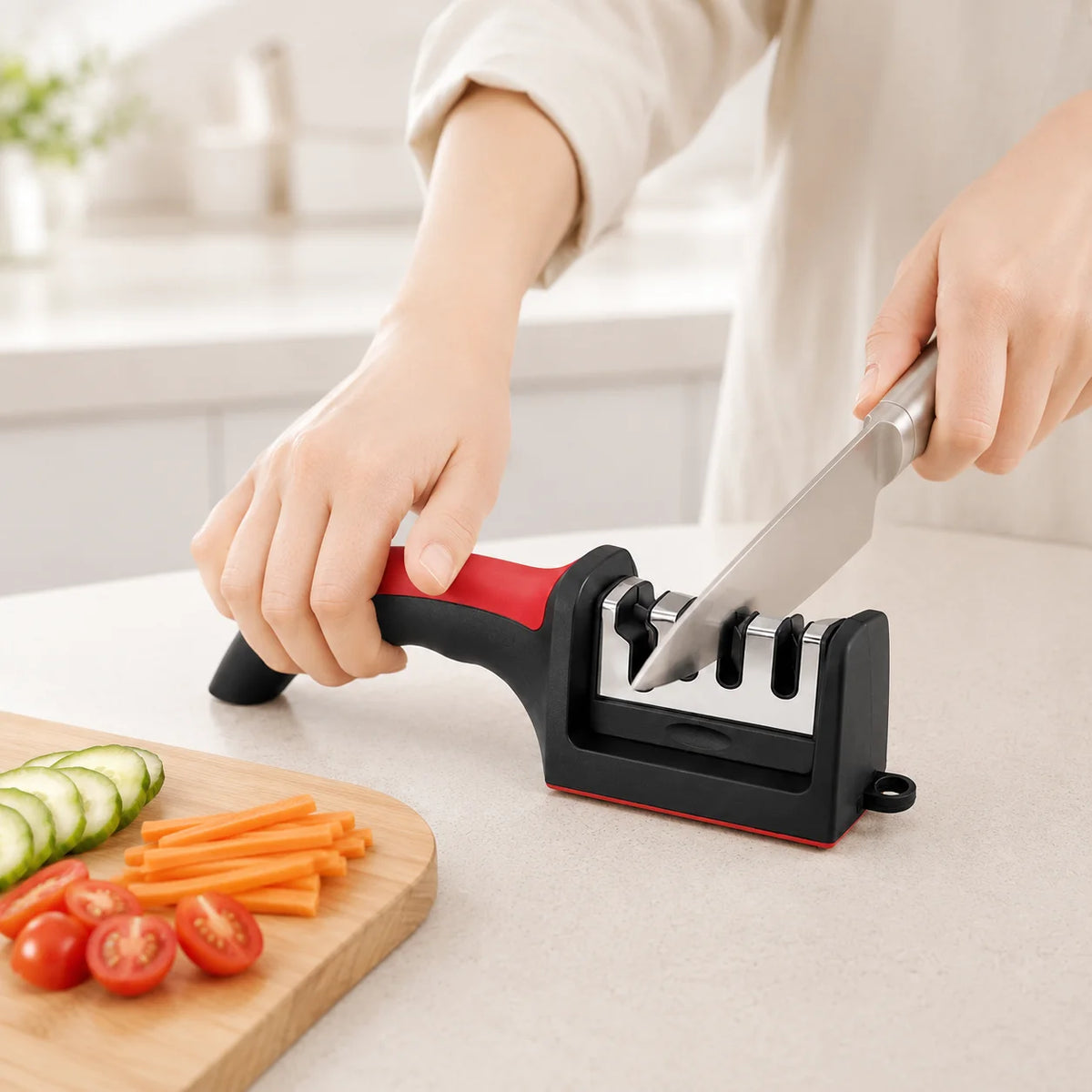 4-Segment Stainless Steel Kitchen Knife Sharpener