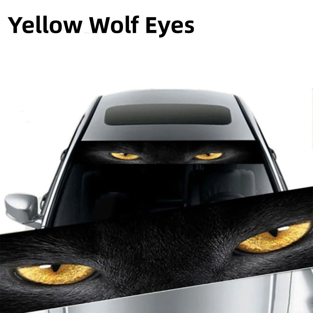 3D Effect Car Front Windshield Stickers with Ghost and Wolf Eye Patterns