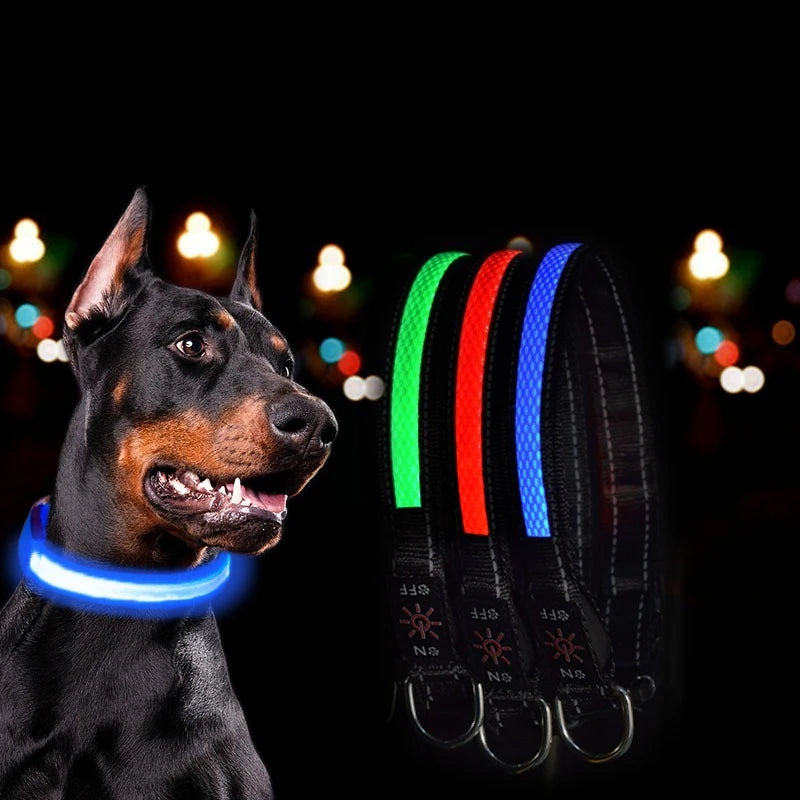 USB LED Adjustable Soft Mesh Dog Safety Collar with Colorful Lights