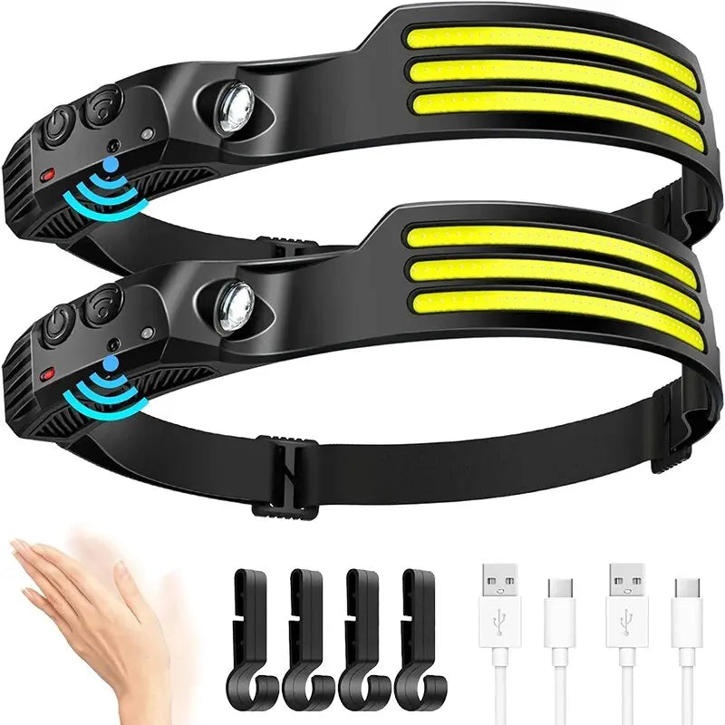 USB Rechargeable COB LED Induction Headlamp with Built-in Battery