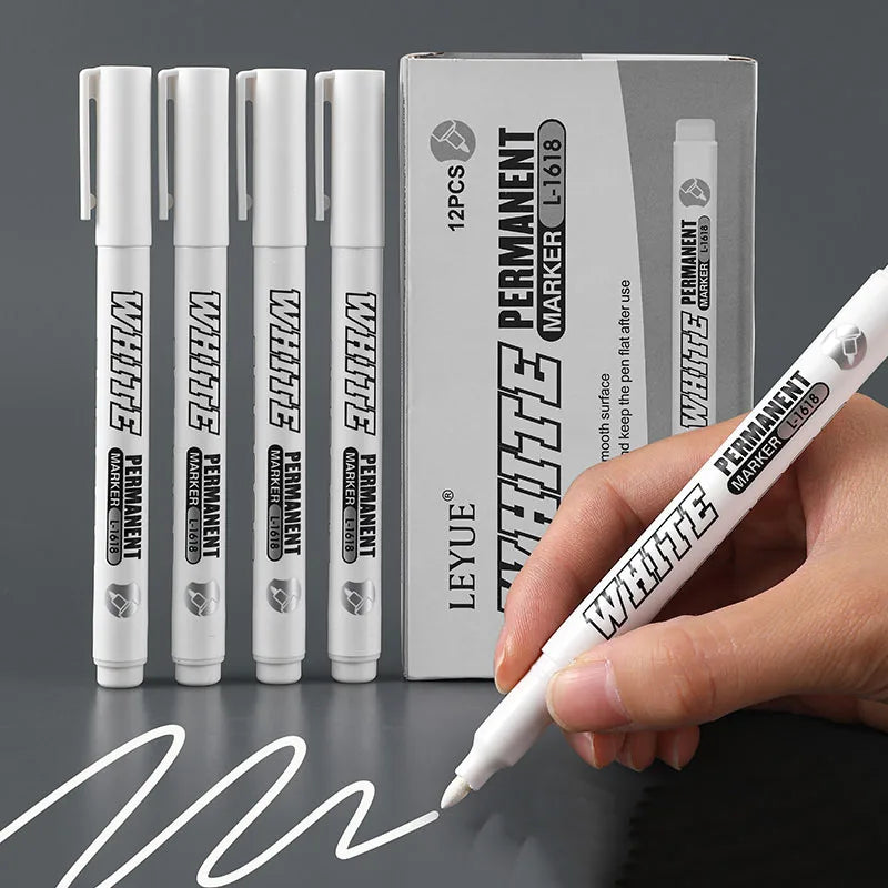 Waterproof White Permanent Metal Marker Pen with 1mm Tip