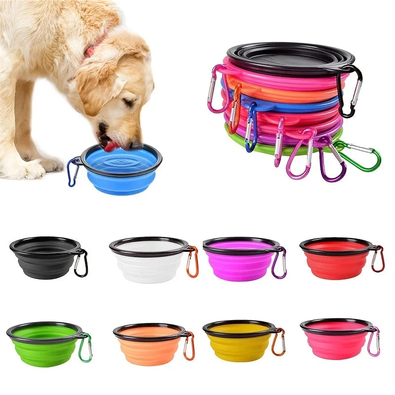 Portable Collapsible Silicone Pet Bowl for Travel and Outdoor Use