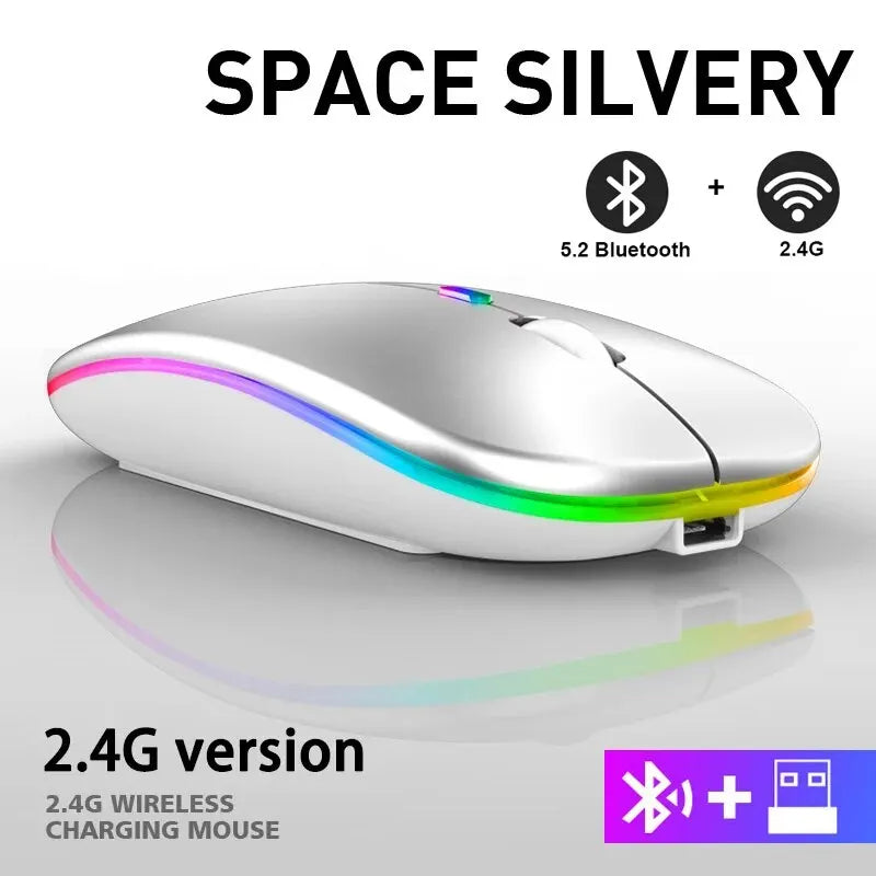 RGB Rechargeable Wireless Bluetooth Gaming Mouse, 3600 DPI Ergonomic LED Mouse for PC and Laptop