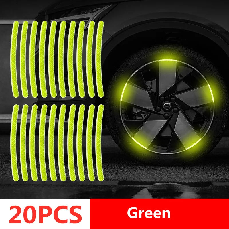 Reflective Safety Warning Stickers for Car Wheel Hubs and Door Handles