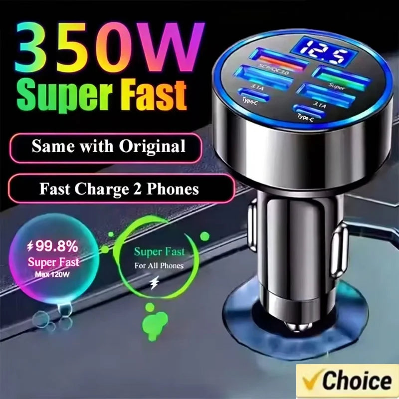 350W USB-C PD & QC 3.0 Fast Car Charger Adapter
