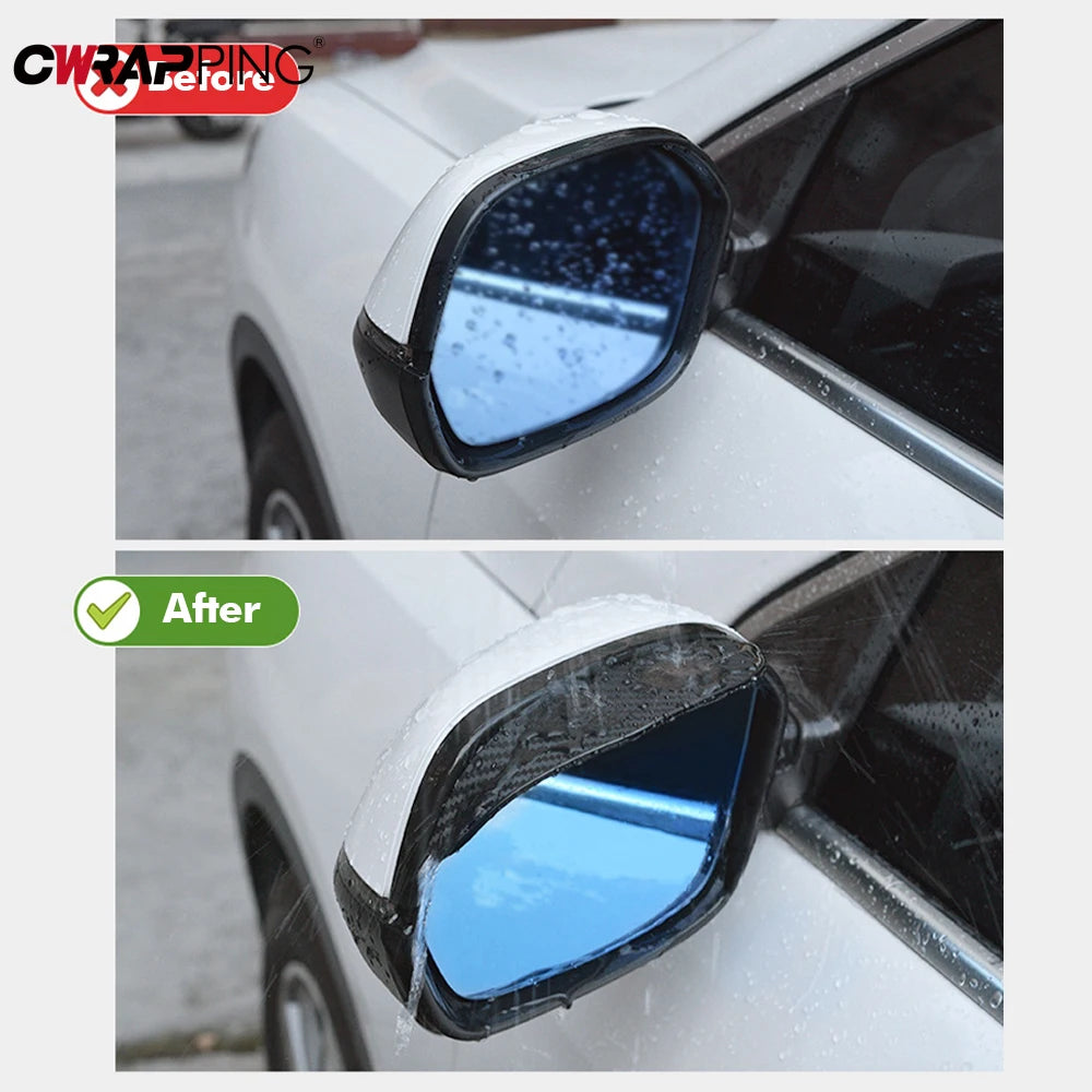 2pcs Carbon Fiber Car Rearview Mirror Rain Eyebrows